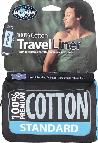 Sea to Summit Premium Cotton Liner Standard Lakenzak - Katoen - Navy - Standaard recht model