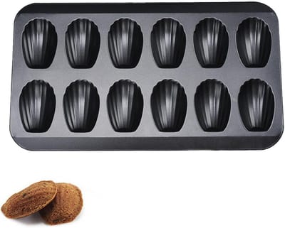 Siliconen Madeleine Bakvorm voor het Maken van Shellcake, Ideaal voor Taart en Dessert Creaties (Zwart)