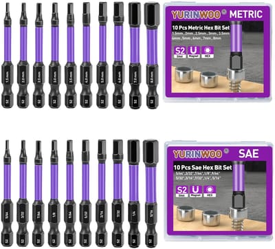 Dailygoods- Inbussleutelset 20 Stuks - Zeskantkop - Metrisch/SAE - S2 Gelegeerd Staal - CNC Gefreesde Tips - Magnetisch - Inbussleutels