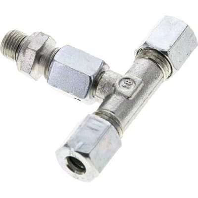 6L & G1/8'' Verzinkt Stalen T-stuk Snijringkoppeling Buitendraad 315bar Verstelbaar ISO 8434-1