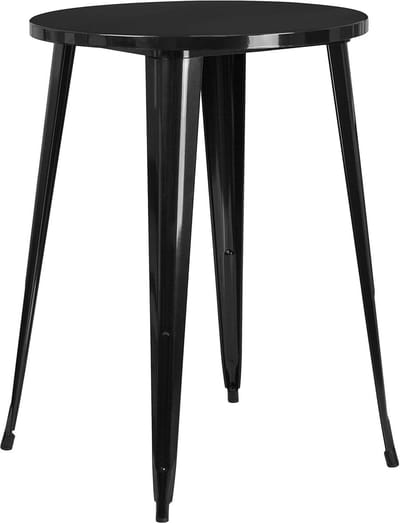 Ronde Bartafel - Pubtafel Hoge Tafel - Buiten Zitten - Glad Tafelblad - 76 cm Rond - Zwart