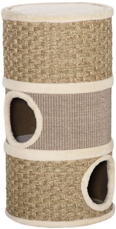 PawHut Kattenkrabpaal Kattenton voor katten 3 niveaus Krabpaal klimboom sisal D30-326