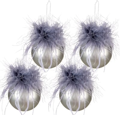 Clayre & Eef Kerstbal Set van 4 Overig Ø 6 cm Grijs Glas Kerstballen