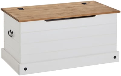 Opbergkist CAMPO in Mexicaanse stijl van massief hout - wit/bruin