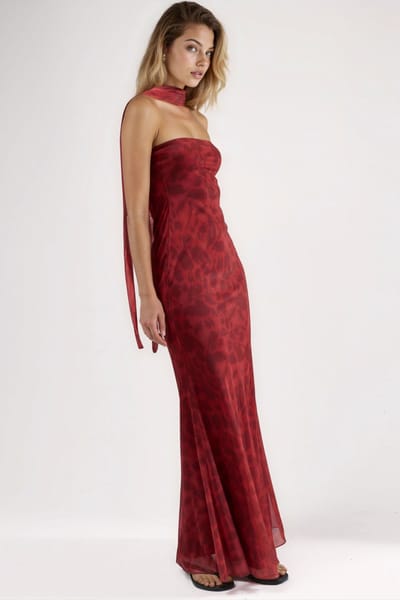 Strapless Bloemen Bodycon Maxi Jurk