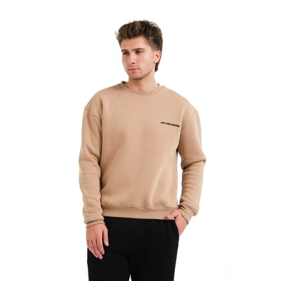 JUSTEVER Crew Neck Geborduurd Opgestikt Fleece Binnenkant Mink Heren Sweatshirt - Volar