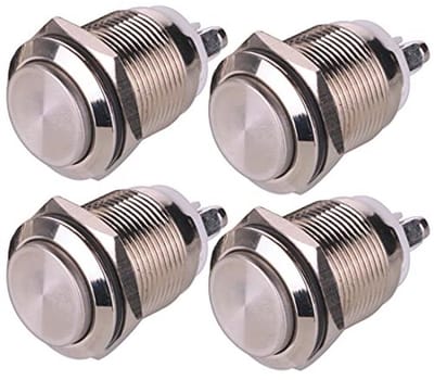 Waterdichte Vergrendeling Drukknop 19mm 5A voor 12V/24V/125V/250V - 4 Stuks