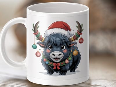 Mok Kerst Yak Mok, Feestdagen Mok, Grappige Kerst Mok, Dieren Mok, Kerstcadeau Mok, Yak Cadeau Ideeën, Kerstdecoratie