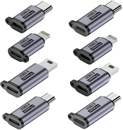 Dailygoods - 8 Stuks USB Adapters voor Meerdere Stekkers, Compact en Handig