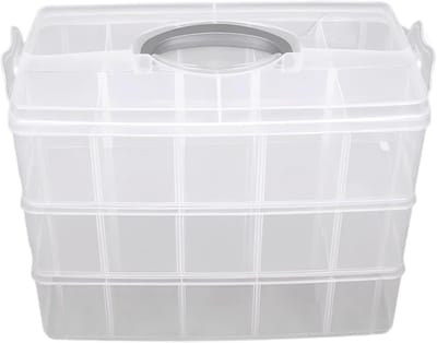 KZQ Drie stapelbare lagen Washi Tape Organizer Doorzichtige opbergbox Met Vakken En Handgreep Voor Kraal Speelgoed En Knutselspullen Ruimtebesparend En Overzichtelijk