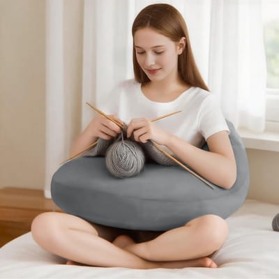 Multifunctioneel Leeskussen - Haakkussens & Gamingkussen voor Schoot, Schootkussen voor Bureau/Bed/Bank, Ideaal voor Lezen, Werken, Haken of Gamen ( Lichtgrijs)