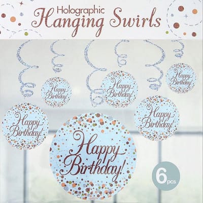 Oaktree - Swirls Sparkling Rose Gold - Happy Birthday