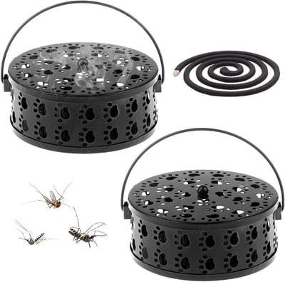 Muggenspoelhouder - 2 Stuks - Muggenspiraal Schijf - 13.5 Cm - Vorm Van Kattenklauw - Muggenspiraal Houder - Anti Muggen Spiraal Houder - Houder Voor Muggenspiralen - Metaal - Draagbaar - Geschikt Voor Kamperen, Reizen En Wandelen - Zwart