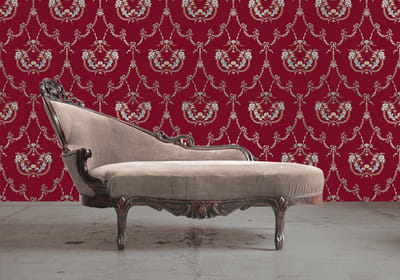 Dutch Wallcoverings Vlakvinyl medaillon - rood/goud