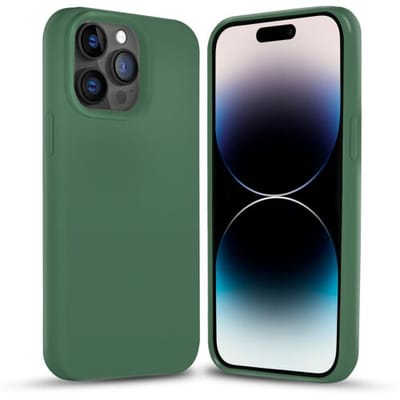 Coverzs Solid silicone case geschikt voor Apple iPhone 14 Pro (dennengroen) - iPhone 14 Pro hoesje groen - iPhone 14 Pro case geschikt voor Apple - Luxe siliconen hoesje met 3-laags bescherming