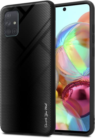Cadorabo Hoesje geschikt voor Samsung Galaxy A71 4G in OPAAL ZWART - Beschermhoes gemaakt van TPU silicone Case Cover en achterkant van gehard glas