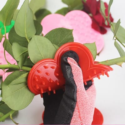 Bloemen Stam Stripper - Rozen Tool - Bloemen Onderhoud - Zacht Rubber - 12x12x2 cm - Rood