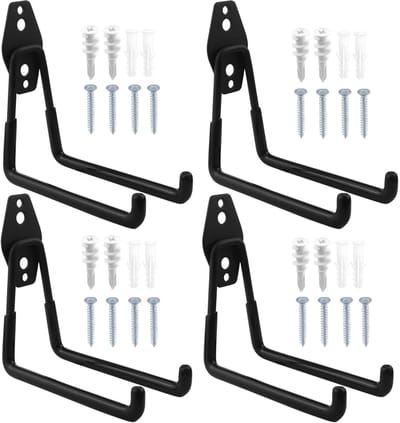 Dailygoods - 4 stuks wandhaken voor garage, duurzaam, van metaal, voor het ophangen van gereedschap, fietsen, flexibele slang (groot 188 mm)