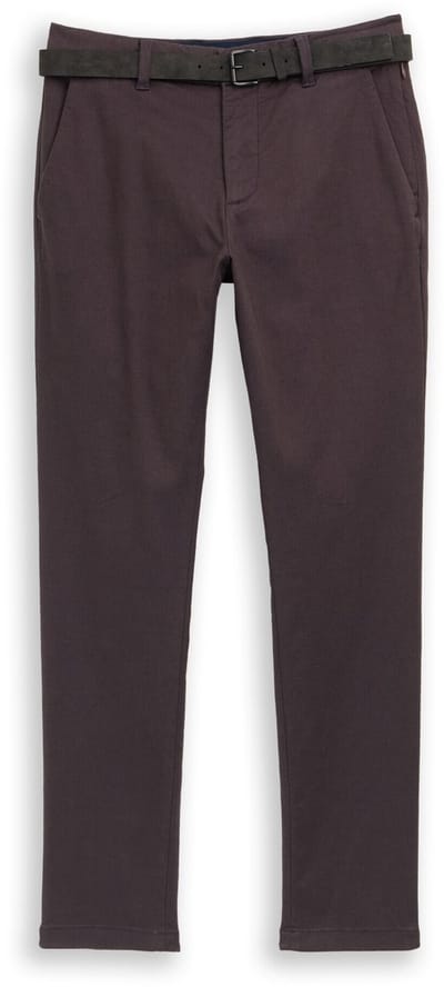 Tom Tailor - TTTRAVIS SLIM chino met riem - Maat 32/32 - brown navy zig zag structure