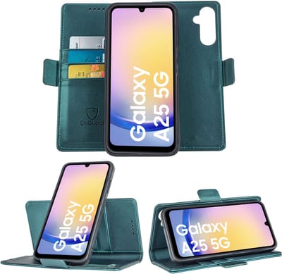 Geschikt voor Samsung Galaxy A25 - Book Case Hoesje - Uitneembaar Hoesje - Magnetische Sluiting - Portemonnee Turqoise