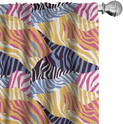 ABAKUHAUS Safari Gordijnen – Zebra Strepen – 2x75x175 cm – Multicolor