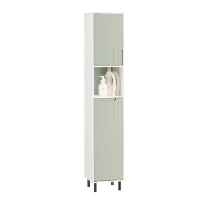 SoBuy BZR137-GR Badkamer Kolomkast - Groen Houten Compositie met Planken