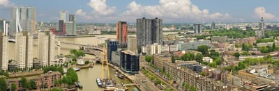 Fotobehang Rotterdam skyline oude binnenhaven en Erasmusbrug 250 x 260 cm - € 175,--