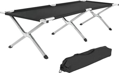 NordFalk veldbed XL 190 x 64 cm - Campingbed | Stretcher | Kampeerbed - Extra stevig aluminium - Zwart