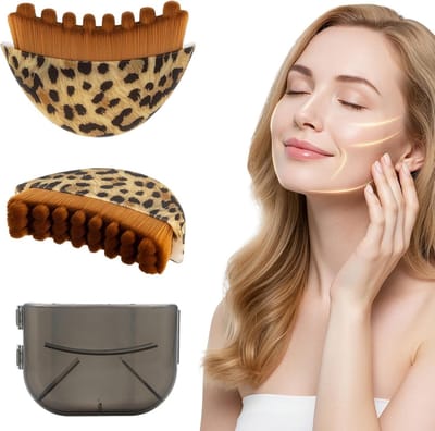 Set van 2 Lymfedrainage Gezichtsborstels voor Gezichtscontour, Massager voor Kin en Kaaklijn met Opbergtas, Ideaal voor Huidverzorging en Massage
