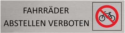 CombiCraft Aluminium Deurbordje "Fahrräder abstellen verboten " 165x45mm met tape