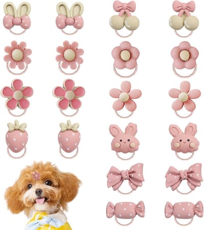 Inovra Plus - Haaraccessoires 20 stuks Roze Elastiekjes voor Kleine Honden en Meisjes