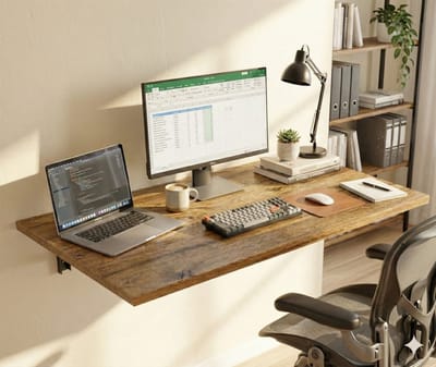 Wandtafel Inklaapbaar - Wandbureau - Klaptafel - Eettafel - Keukentafel - Wandtafel Houtkleur - Bureau Inklapbaar - Make up tafel