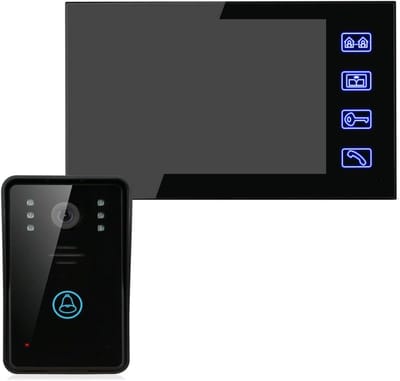 Videodeurbel Systeem - Deurtelefoon Intercom - Huisbeveiliging Thuis - Nachtzicht Functie - 7 Inch Kleurenscherm - Zwart