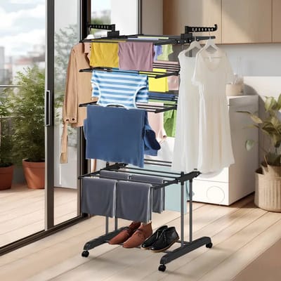 Uitschuifbaar Droogrek met 5 Niveaus – 177×76×56 cm | Extra Ruim, Stevig & Verrijdbaar