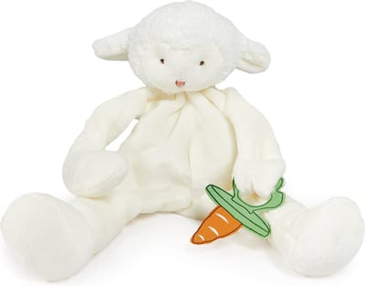 Bunnies By The Bay Knuffeldoekje met speenhouder Lammetje - Speendoekje - Extreem zacht - Klittenband sluiting voor speen - Machine-wasbaar - 25 cm - Wit