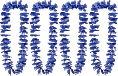 Boland Hawaii krans/slinger - 4x - Tropische kleuren blauw - Bloemen hals slingers