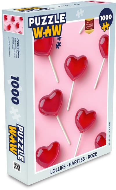 Puzzel Lollies - Hartjes - Roze - Legpuzzel - Puzzel 1000 stukjes volwassenen