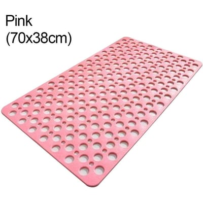 Tapis de douche extra large antidérapant, poreux, pour baignoire, cuisine, forte aspiration, anti-moisissure, en TPE rose