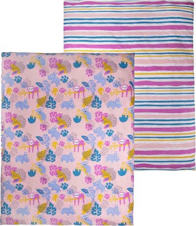 Briljant Baby Dekbedovertrek Jungle Dusk - 120x150 + Sloop 40x60 - Pink