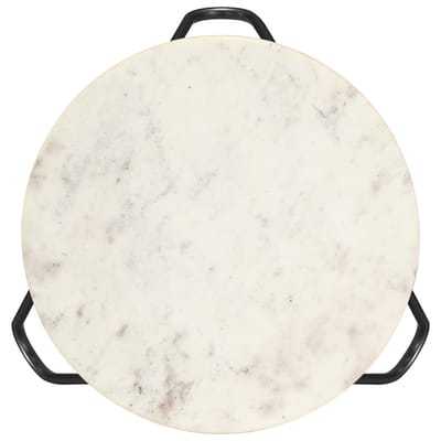 vidaXL - Salontafel - 40x40x40 - cm - echt - steen - met - marmeren - textuur - wit
