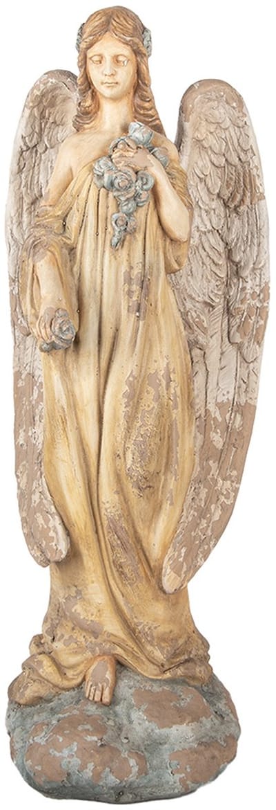 Clayre & Eef Decoratie Beeld Engel 28x22x71 cm Beige Keramiek