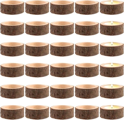 Set van 30 Houten Theelichthouders met 40 mm Binnenmaat - Perfect voor Bruiloften, Thuisdecoratie en Feestjes