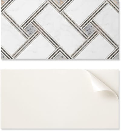 Verlijmd PVC-paneel met motief, perfect voor de hal, 100x50 cm, geometrisch patroon met lijnen.