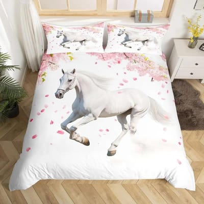 Galopperend Paard Beddengoedset Paard Dekbedovertrek Twin Full Queen King Boerderijdieren Dekbedovertrek voor Kinderen Meisjes Tienerkamer US Twin(172x218cm)