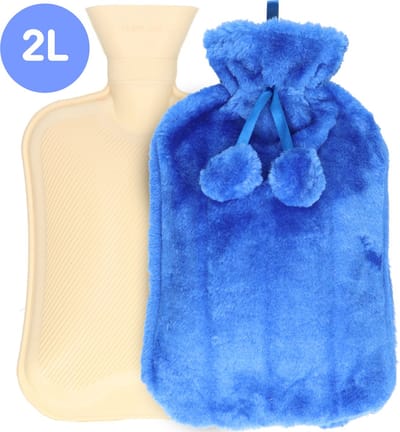 Willy Winkel®-Kruik-Kruik met hoes -Warmwaterkruik met hoes-warmwaterzak-7 uur warm-2 liter-Blauw