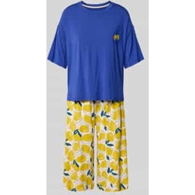Pyjama met 3/4-mouwen, citroengeel en royal blauw - Casual Fashion 38
