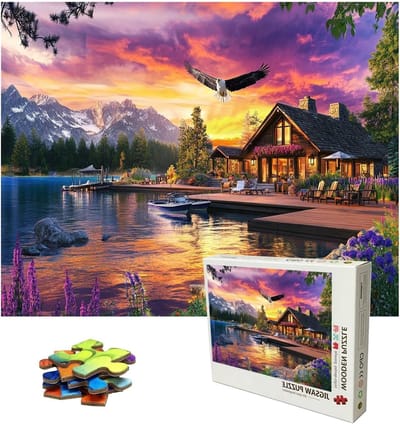 Houten Legpuzzels - Volwassen Puzzels - Ontspanning en Uitdaging - 4000 Stukjes - 140 x 934 cm - Zonsondergang