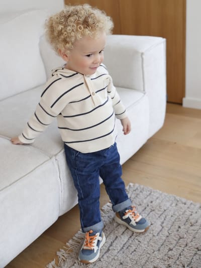 Vertbaudet Gestreepte trui met capuchon baby