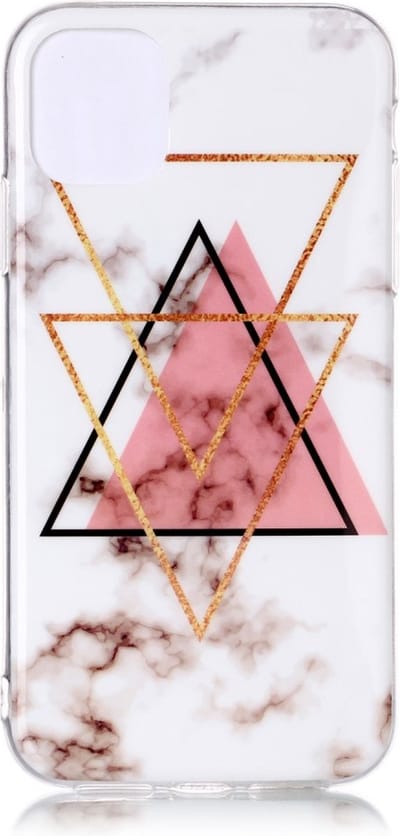 Peachy Marmer Patroon Driehoek Goud Roze Zwart Figuur Creatief geschikt voor iPhone 11 TPU case