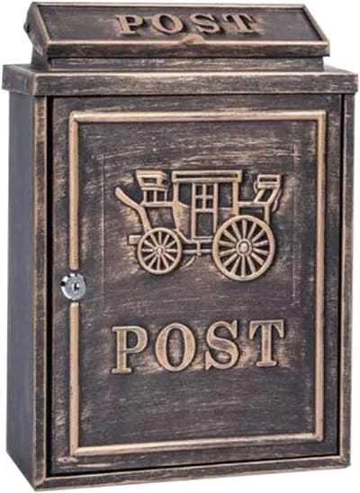 Brievenbus Muurmodel - Postbak Aluminium - Veilig Post Opslaan - Sleutel Vergrendeling - 35.5cm Hoog - Antiek Goud